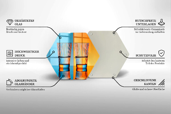 Skärbräda glas sexhörning Två glas vatten