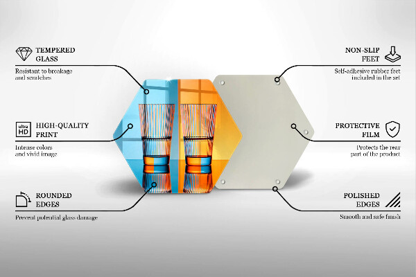 Skärbräda glas sexhörning Två glas vatten