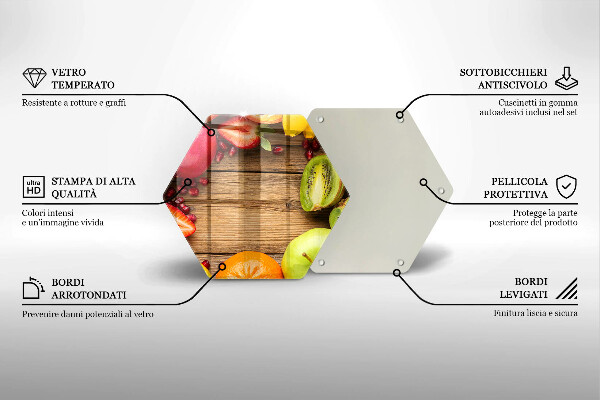 Skärbräda glas sexhörning Färsk frukt