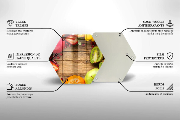 Skärbräda glas sexhörning Färsk frukt