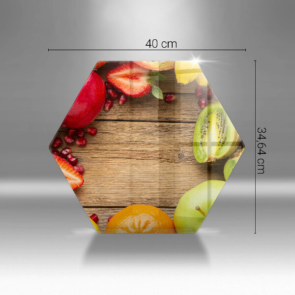 Skärbräda glas sexhörning Färsk frukt