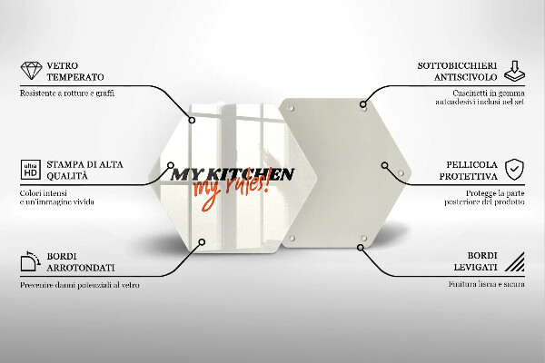 Skärbräda glas sexhörning Inskriptionen Mitt kök mina regler