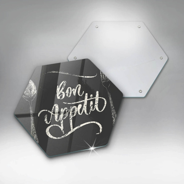 Skärbräda glas sexhörning Bon Appetit inskription