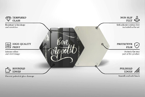 Skärbräda glas sexhörning Bon Appetit inskription