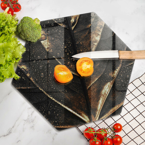 Skärbräda glas sexhörning Bladguld