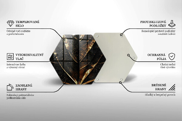 Skärbräda glas sexhörning Bladguld