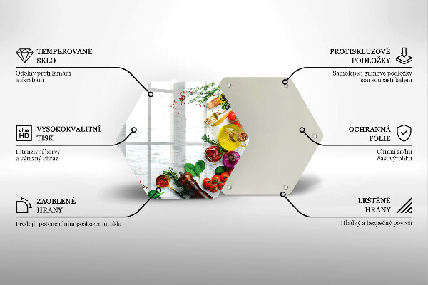 Skärbräda glas sexhörning Grönsaker och kryddor