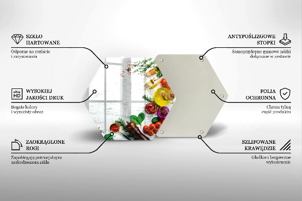 Skärbräda glas sexhörning Grönsaker och kryddor