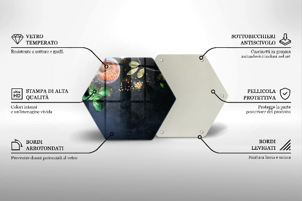 Skärbräda glas sexhörning Skålar med kryddor