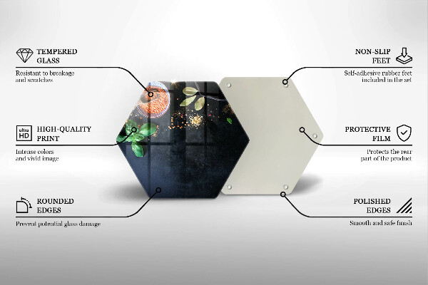 Skärbräda glas sexhörning Skålar med kryddor