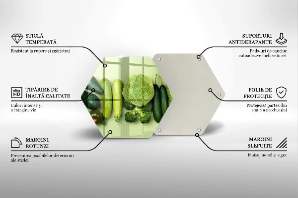 Skärbräda glas sexhörning Gröna frukter och grönsaker