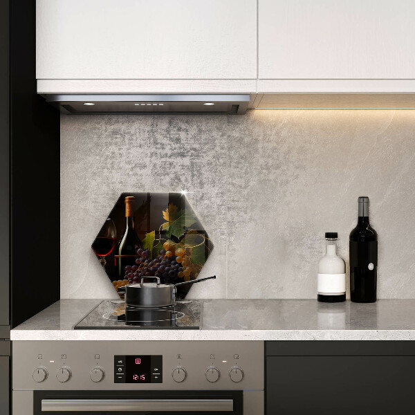 Skärbräda glas sexhörning Glas vin och druvor