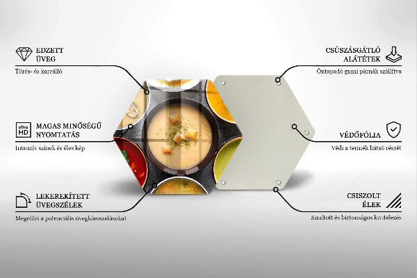 Skärbräda glas sexhörning Färgglada soppor