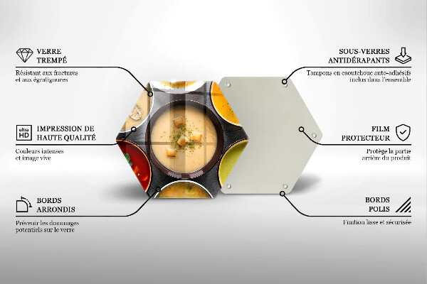 Skärbräda glas sexhörning Färgglada soppor