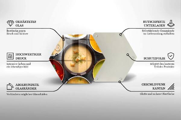 Skärbräda glas sexhörning Färgglada soppor