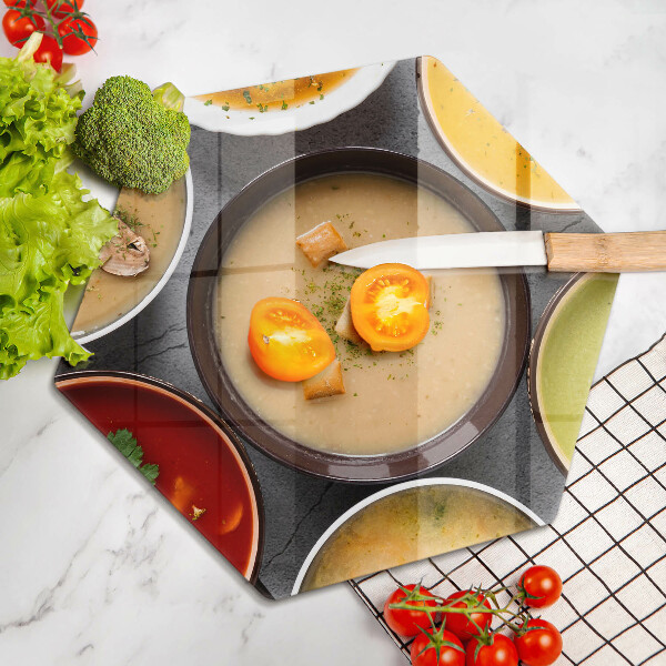 Skärbräda glas sexhörning Färgglada soppor