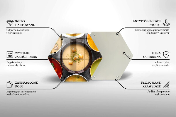 Skärbräda glas sexhörning Färgglada soppor