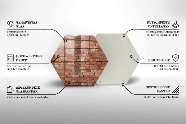 Skärbräda glas sexhörning Tegelvägg