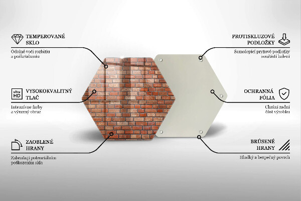 Skärbräda glas sexhörning Tegelvägg