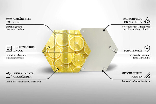 Skärbräda glas sexhörning Citronfrukt