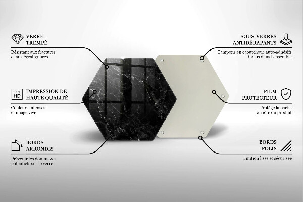 Skärbräda glas sexhörning Elegant marmor