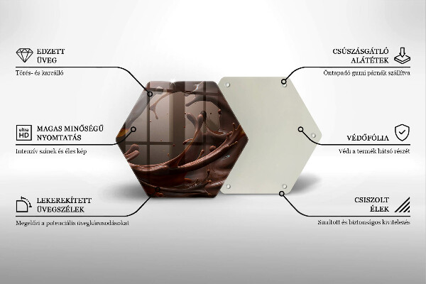 Skärbräda glas sexhörning Flytande choklad
