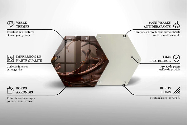 Skärbräda glas sexhörning Flytande choklad