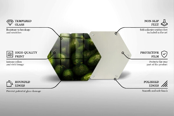 Skärbräda glas sexhörning Avokado frukt