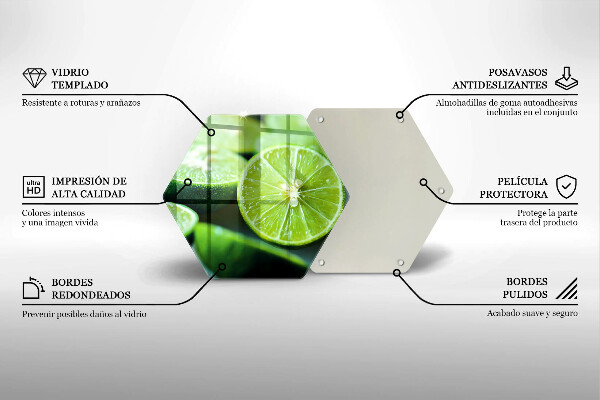 Skärbräda glas sexhörning Lime citrus