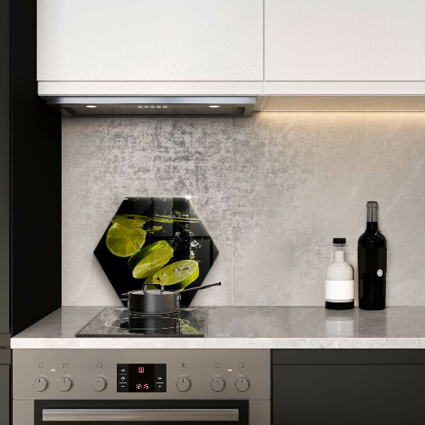 Skärbräda glas sexhörning Lime i vatten