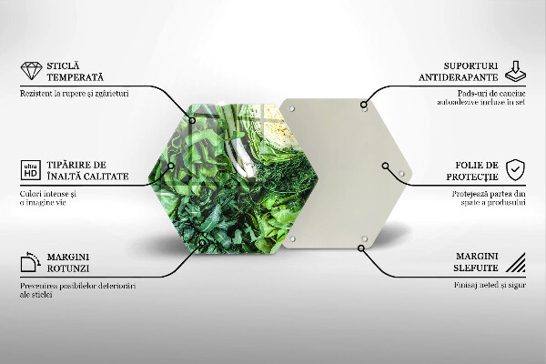 Skärbräda glas sexhörning Gröna grönsaker