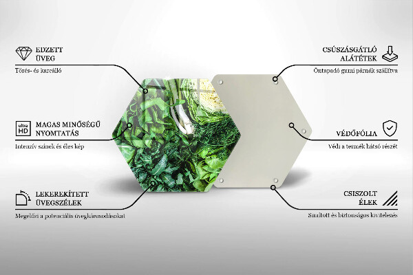 Skärbräda glas sexhörning Gröna grönsaker