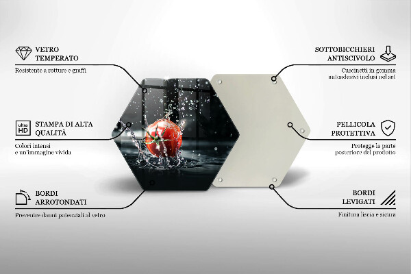 Skärbräda glas sexhörning Tomat i vatten