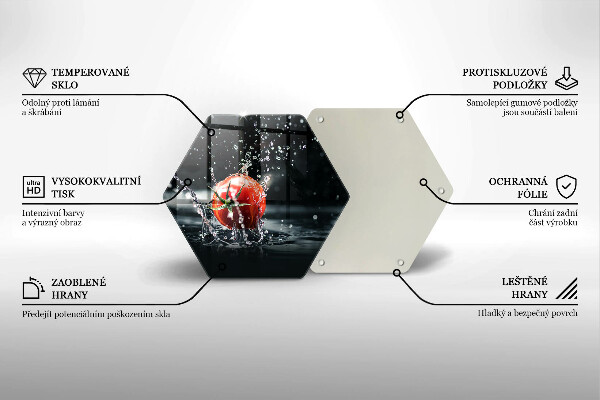 Skärbräda glas sexhörning Tomat i vatten