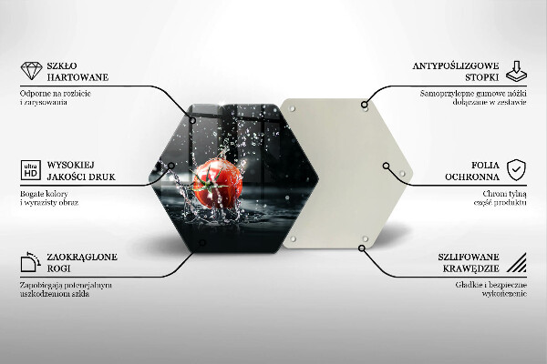Skärbräda glas sexhörning Tomat i vatten