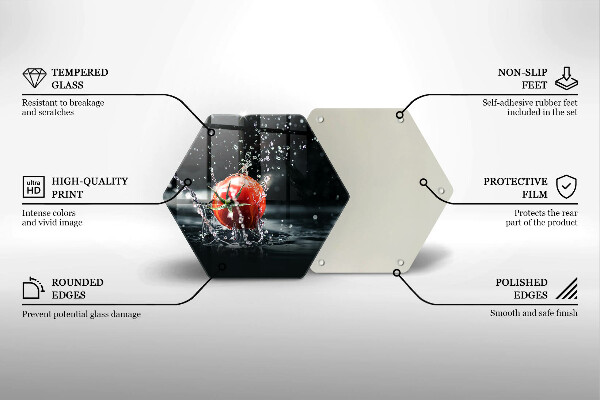 Skärbräda glas sexhörning Tomat i vatten