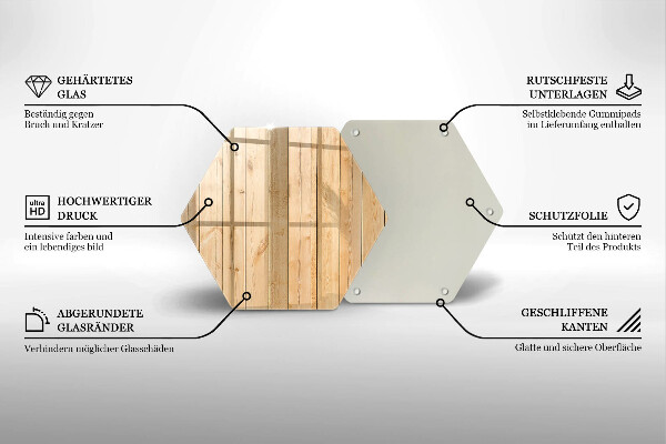 Skärbräda glas sexhörning Ömtåliga träskivor