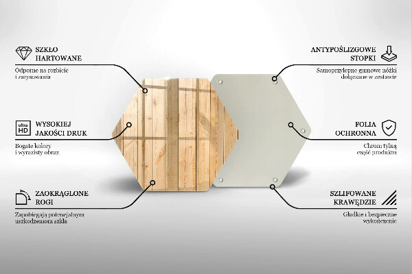 Skärbräda glas sexhörning Ömtåliga träskivor