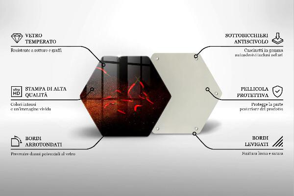 Skärbräda glas sexhörning Varm chilipeppar