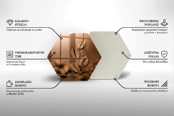 Skärbräda glas sexhörning Kaffebönor
