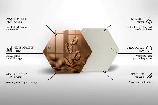 Skärbräda glas sexhörning Kaffebönor
