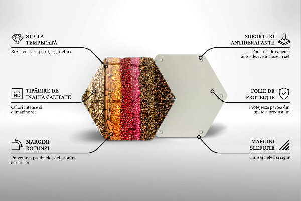 Skärbräda glas sexhörning Färgglada kryddor