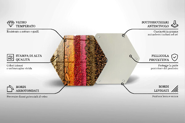 Skärbräda glas sexhörning Färgglada kryddor