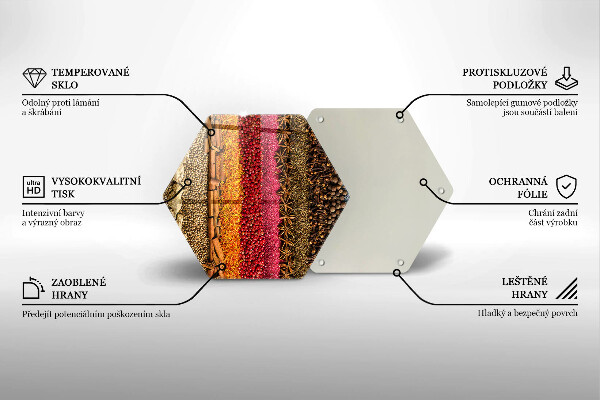 Skärbräda glas sexhörning Färgglada kryddor