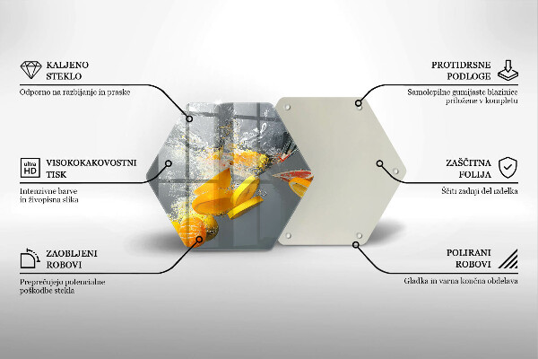 Skärbräda glas sexhörning Citroner i vatten
