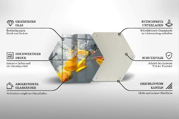 Skärbräda glas sexhörning Citroner i vatten