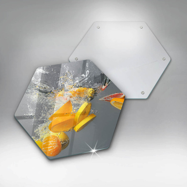 Skärbräda glas sexhörning Citroner i vatten