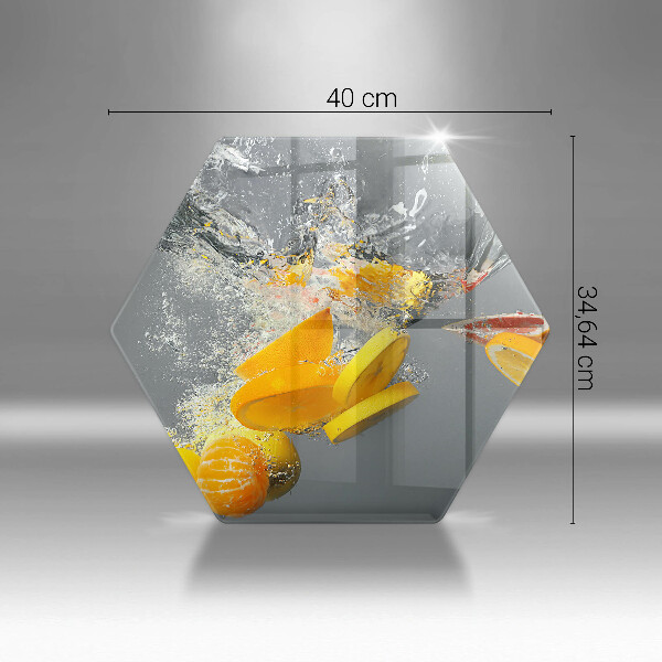 Skärbräda glas sexhörning Citroner i vatten