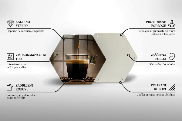 Skärbräda glas sexhörning Glas och kaffebönor