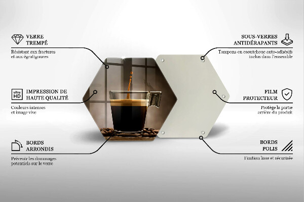 Skärbräda glas sexhörning Glas och kaffebönor
